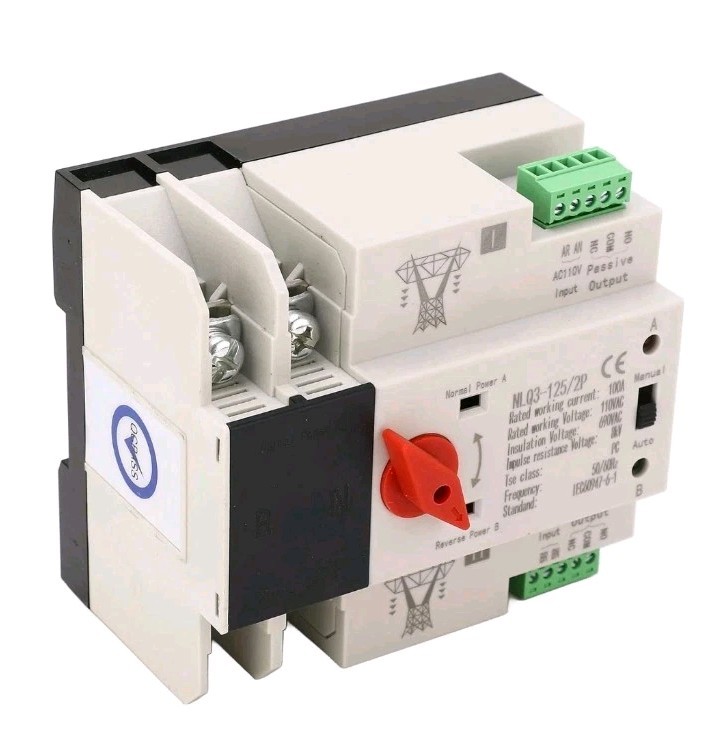Power Automatic Transfer Switch 2P 100A 110V ATS Generator Changeover Switch Din
