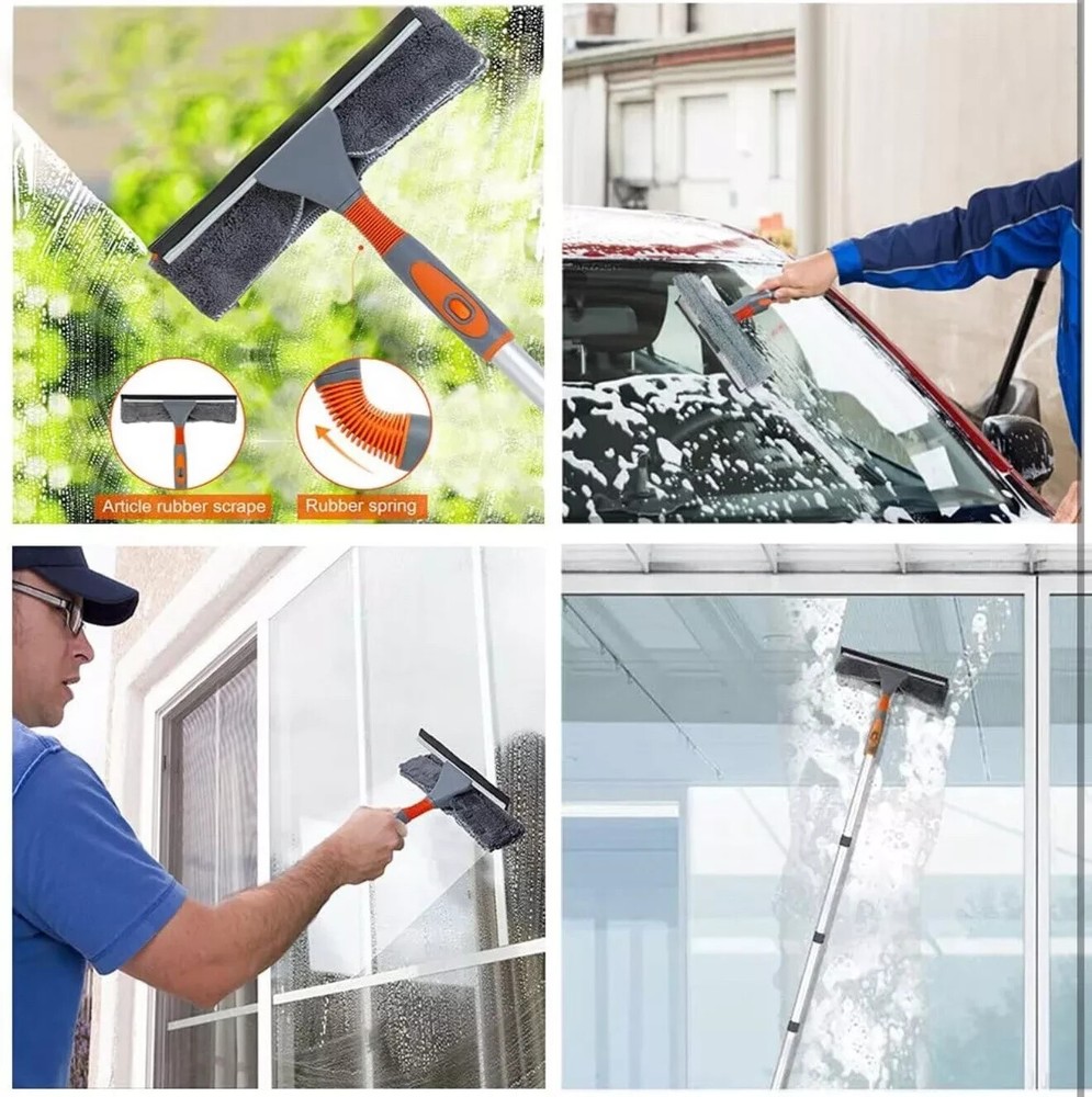 Window Squeegee Cleaner, 2 in 1 Shower Squeegee with Extension Pole