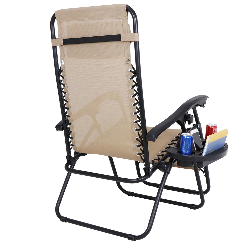 2PCS Zero Gravity Reclining Chairs Foldable Beach Back Yard Garden Relax