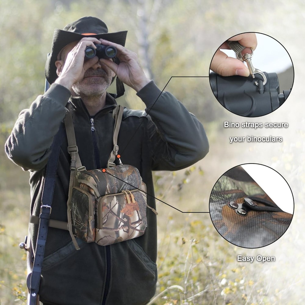 Binocular Harness Chest Pack, Bino Case with Rangefinder Pouch Binocular Harness