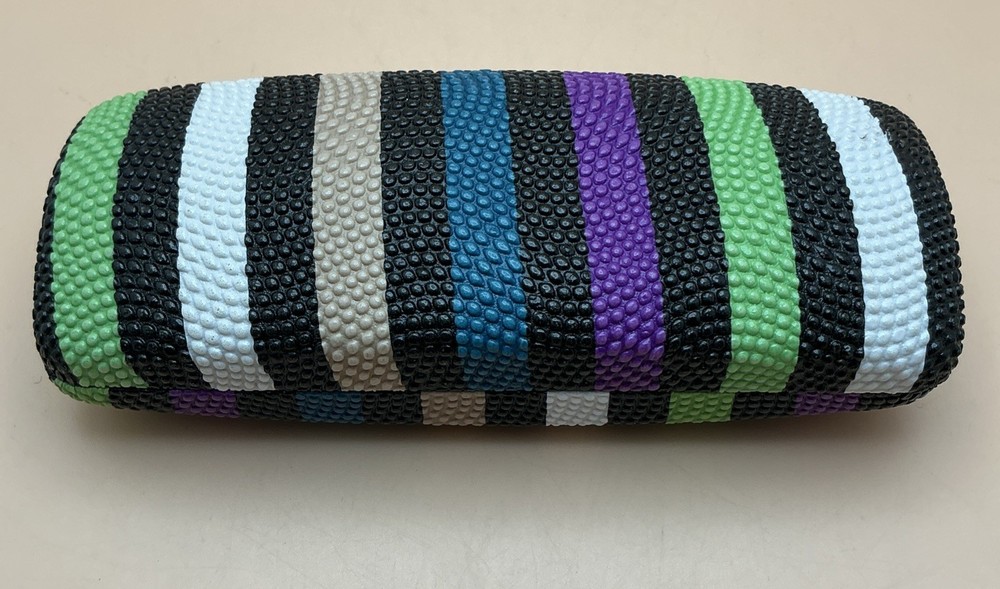 Multicolored Unbranded Beaded Stripped Hard Sunglass Case