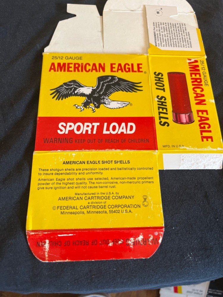Empty shotgun shell box American Eagle 12 ga.