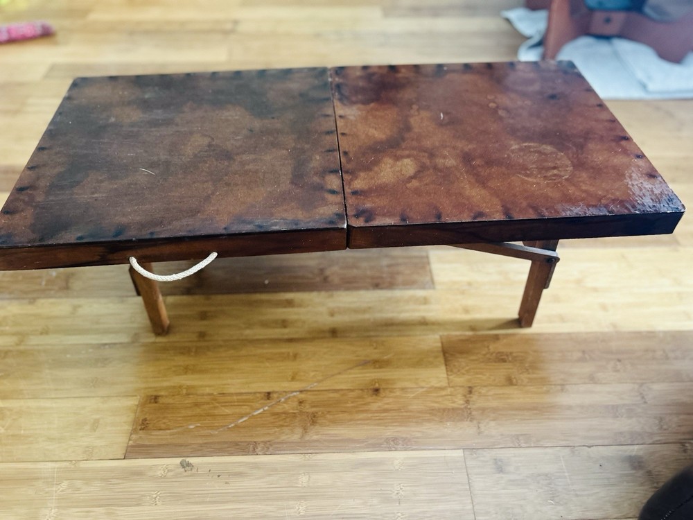 Small Antique Wood Folding Table 34”Collapsible