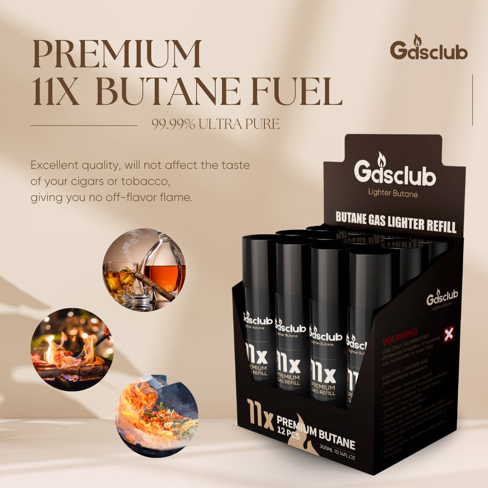 11X Refined Butane Lighter Gas Fuel Refill Gasclub 300ML 10.14 oZ Cartridge