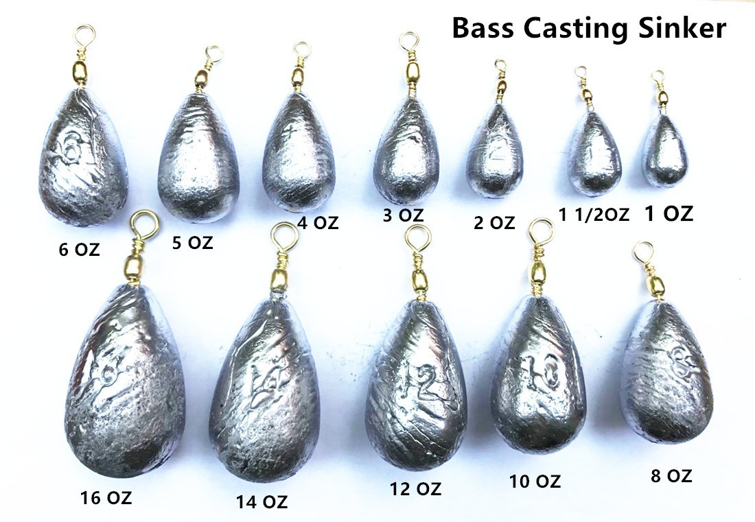 Bass Casting Sinker Fishing Sinkers - Assorted Weights Select - 10  per pack