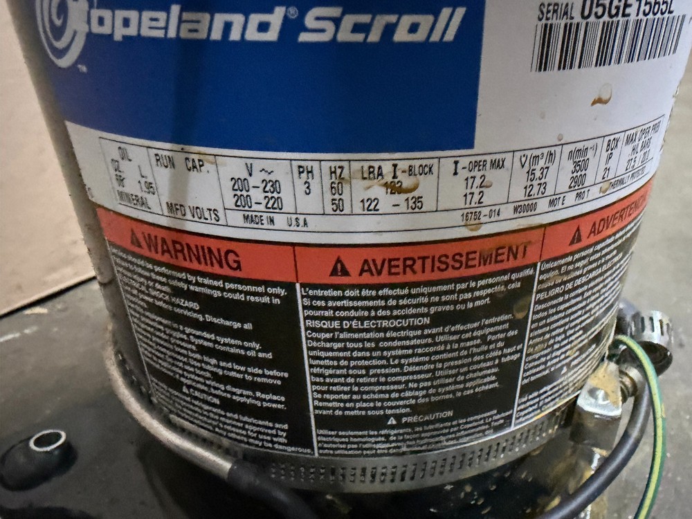 COPELAND SCROLL COMPRESSOR model ZR54K3-TF5-230