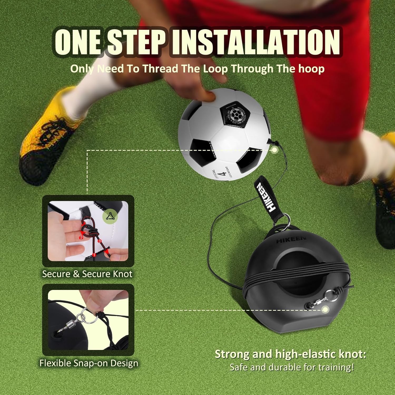 Soccer Training Set w Metal Base Portable Solo Trainer Equipment w Rebound Ball