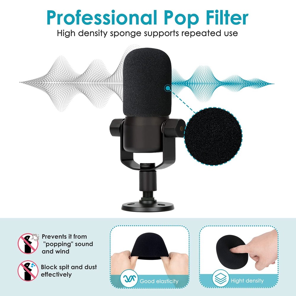 Podmic Stand with Pop Filter & Foam Windscreen - Microphone Boom Arm