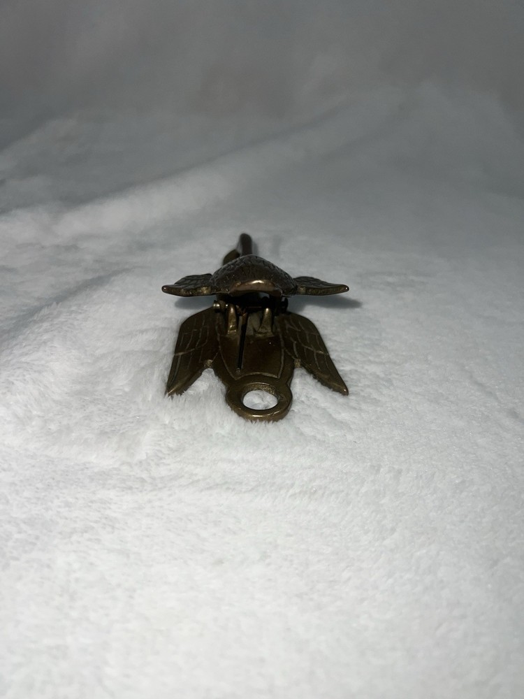 Vintage Heavy Solid Brass Flying Bird Wall Note Clip Spring Action 5oz Brass