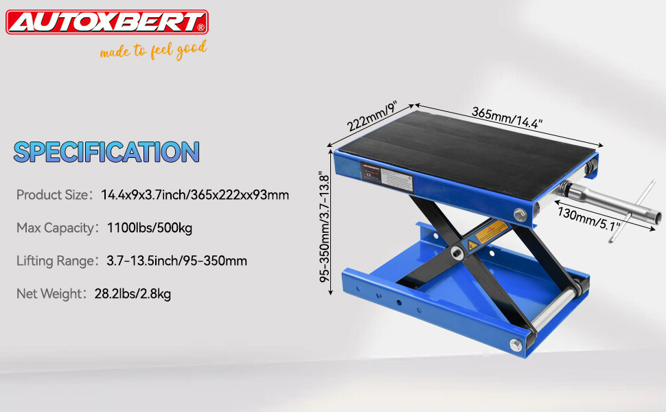 Heavy Duty Motorcycle 1100lb Scissor Jack Lift Wide Deck Hoist Stand ATV Bike BL