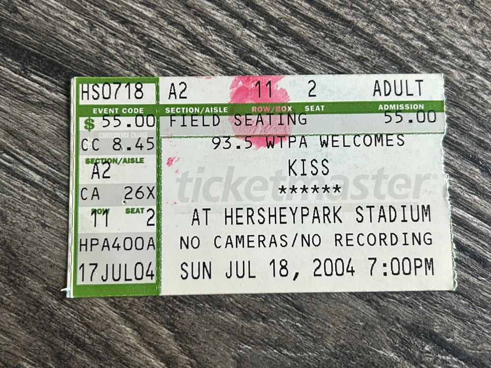 KISS Ticket Stub Rock The Nation Concert Tour Jul18 2004 Hershey PA Vintage Kiss