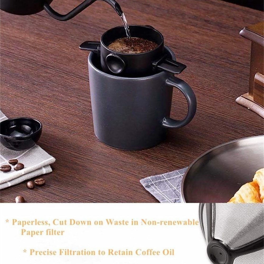 Durable Portable Foldable Coffee Filter Reusable Coffee Funnel Paperless Kit