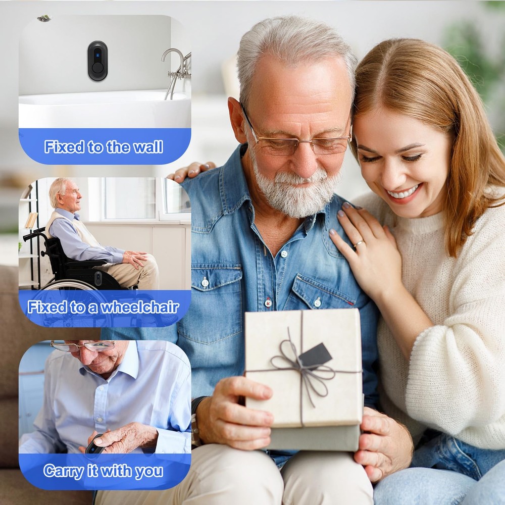 Wireless Caregiver Pager Call Button Nurse Call System 500Ft Range with LED N...