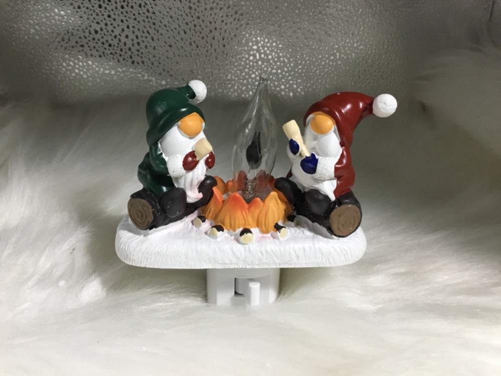 Gnomes Campfire Christmas Plug In Night Light