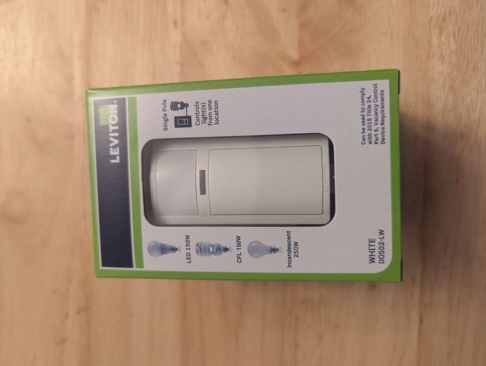 DOS02-LW Motion Sensor Light Switch, Motion Activated, Auto-On/Auto-Off, 2A, No
