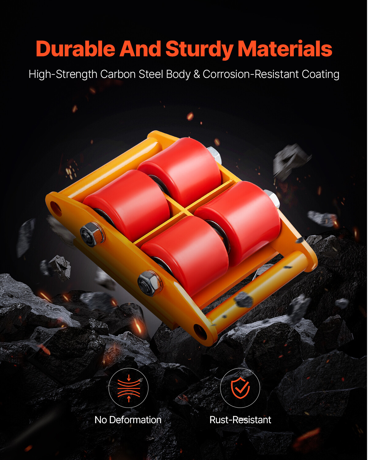 Machine Skate 13228 lbs 6T Machinery Skate Dolly with Handle 360° Rotation