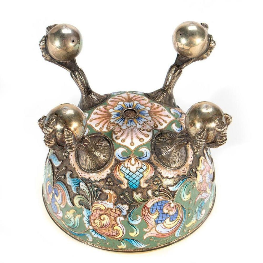Antique Russian Enamel Silver Egg