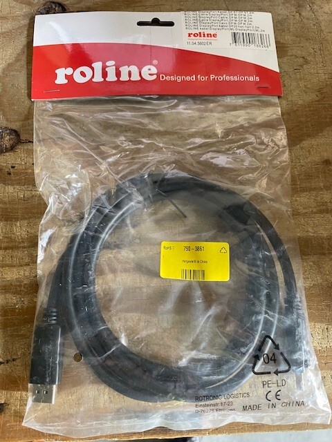 CABLE, DISPLAYPORT CABLE, DP M - DP M, 2M, REF. 790-3861, ROLINE