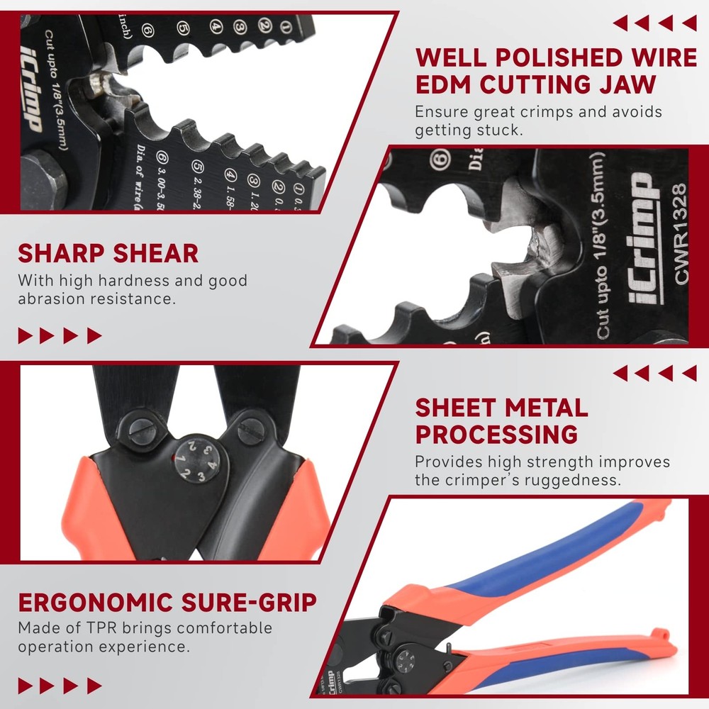 Wire Rope Crimping Tool with built-in Cutter for Cable Railing