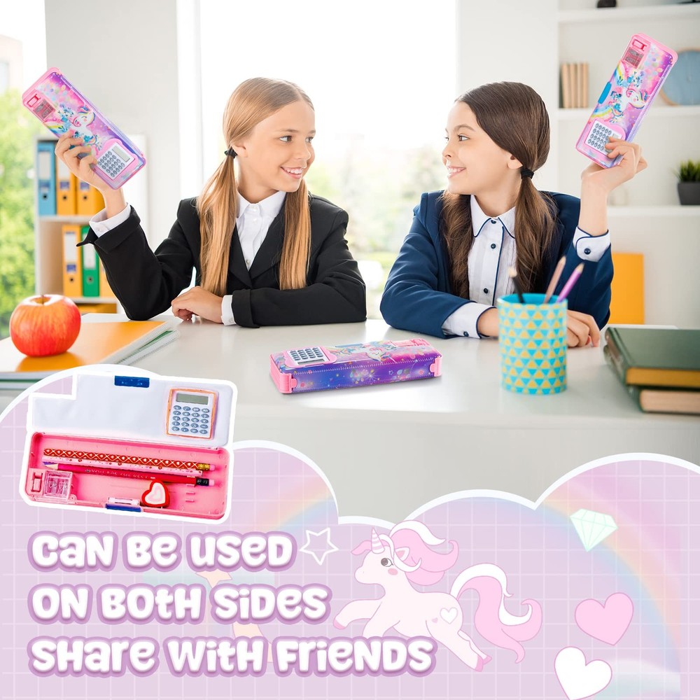 Unicorn Pencil Case with Calculator Sharpener Multifunction School Box