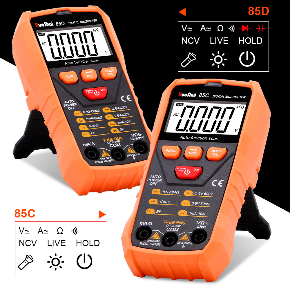 Digital Multimeter Voltmeter Ammeter Ohmmeter Volt AC DC Tester Leads Meter