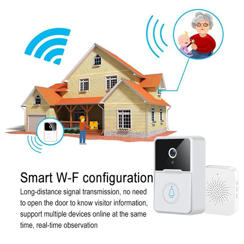 Wireless Smart WiFi Video Doorbell Camera Intercom Ring Bell with Chime Security