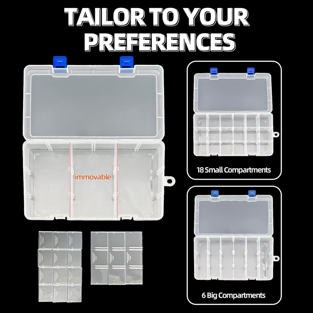 Plastic Organizer Container Storage Box Adjustable Divider Removable Grid Com...