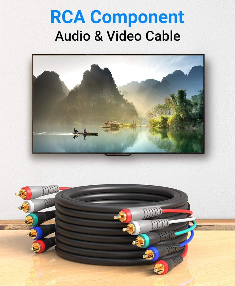 BlueRigger Component Video Cable with Audio (3FT, RCA- 5 3FT, Multicolored