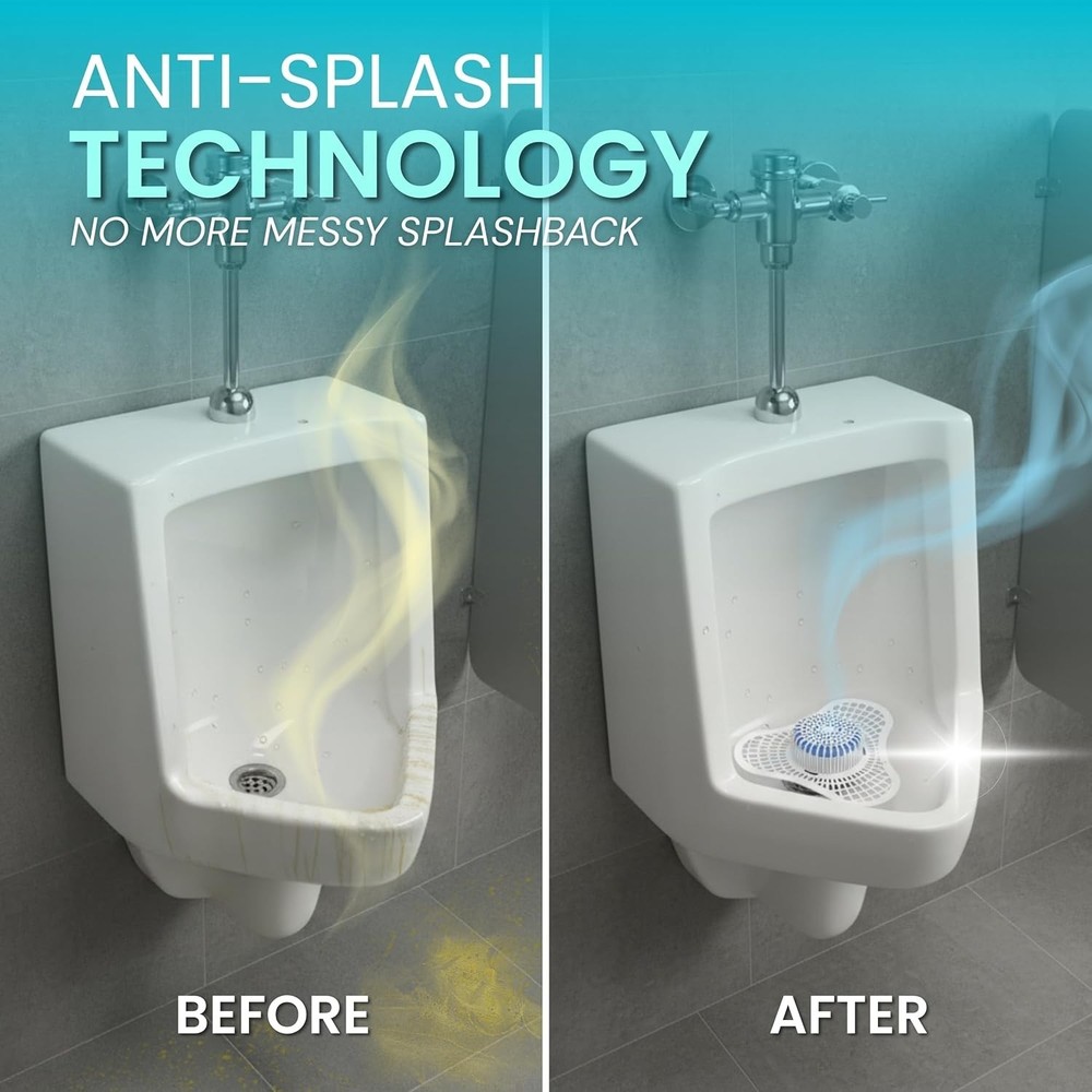 Urinal Screen Deodorizer 12 Pack with Urinal Cakes Ocean Breeze Scent Anti-Spill