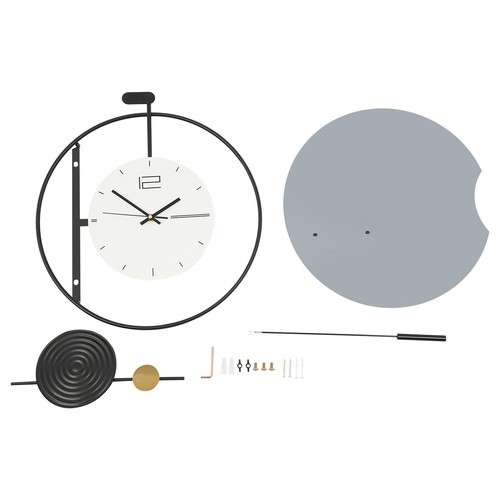 Modern Iron Wall Clock with Pendulum, Elegant Design for Home Decor