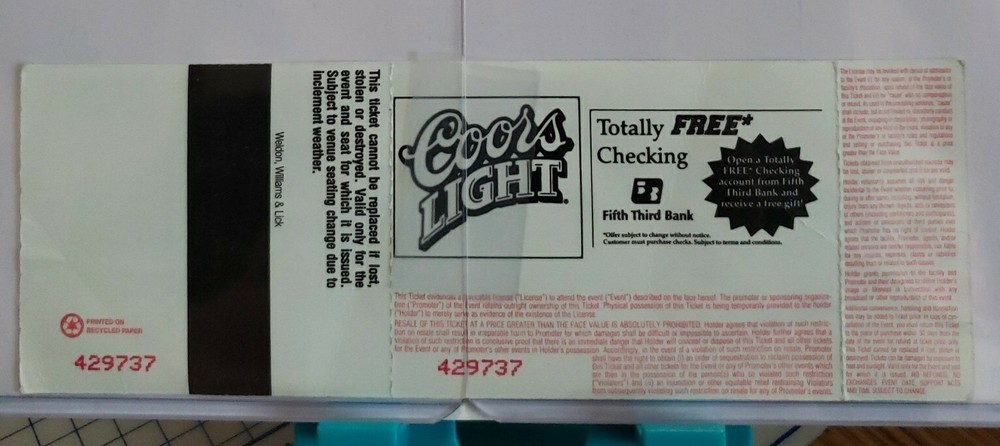 KISS Concert Full Ticket May 20 2000 FAREWELL TOUR Deer Creek Music Center VH1