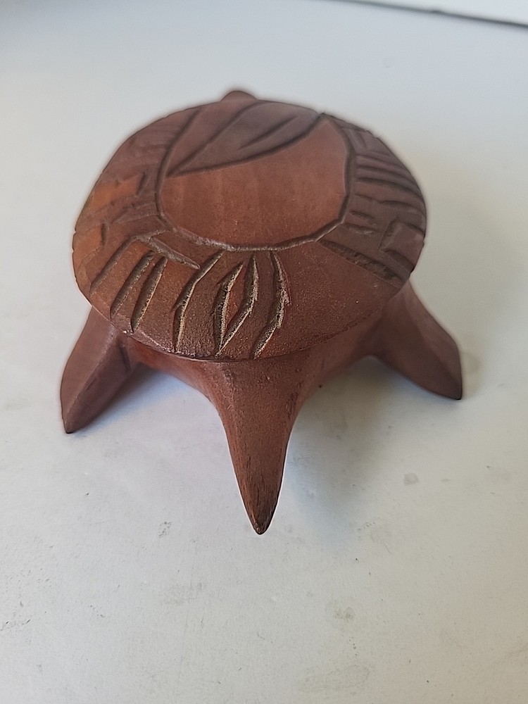 Hand Carved Turtle Trinket Box