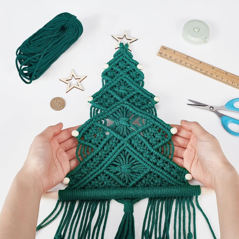 ACRNIGHEET DIY Macrame Christmas Tree Medium, Blackish Green