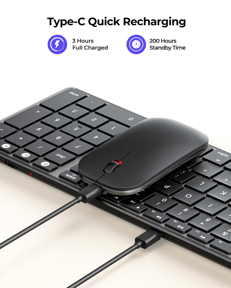 Bluetooth Keyboard and Mouse for Mac, SKM64-2 Multi-Device Rechargeable Slim ...