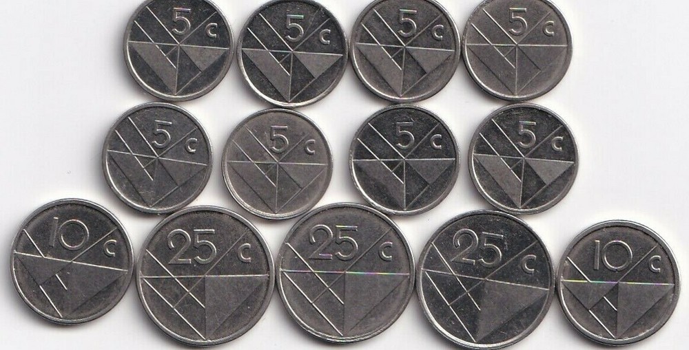 13 DIFFERENT COINS from ARUBA (3 DIFFERENT DENOMINATIONS)