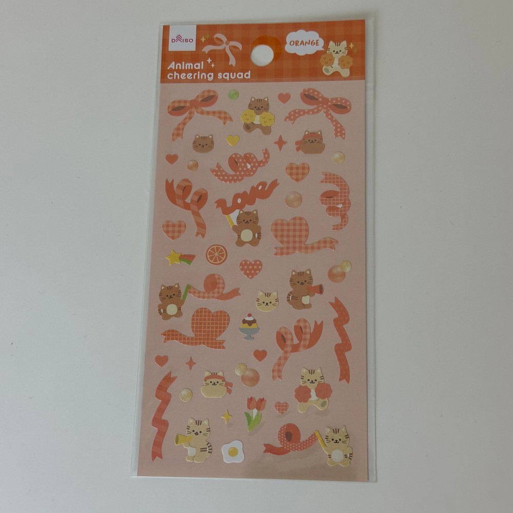 Daiso Animal Cheering Squad Cat Sticker Sheet