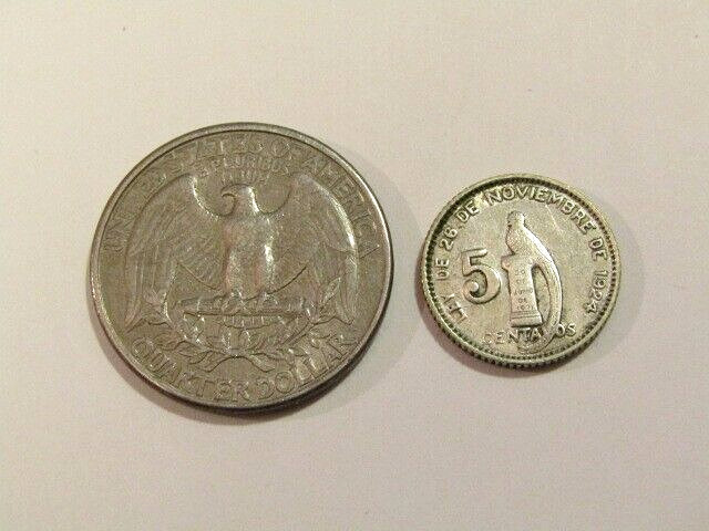 Guatemala 1945 5 Centavos Silver Coin
