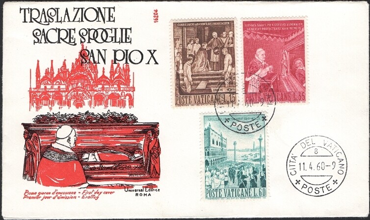 VATICAN, 1960. First Day Cover, Pius X Return, 281-83