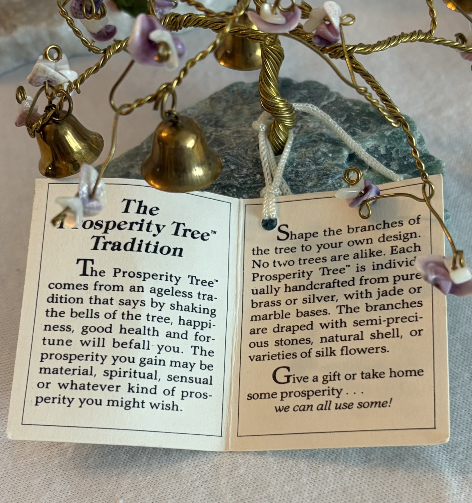 Vintage Prosperity Tree Farms Twisted Wire 3 Trees Flowers Bells Marble Base