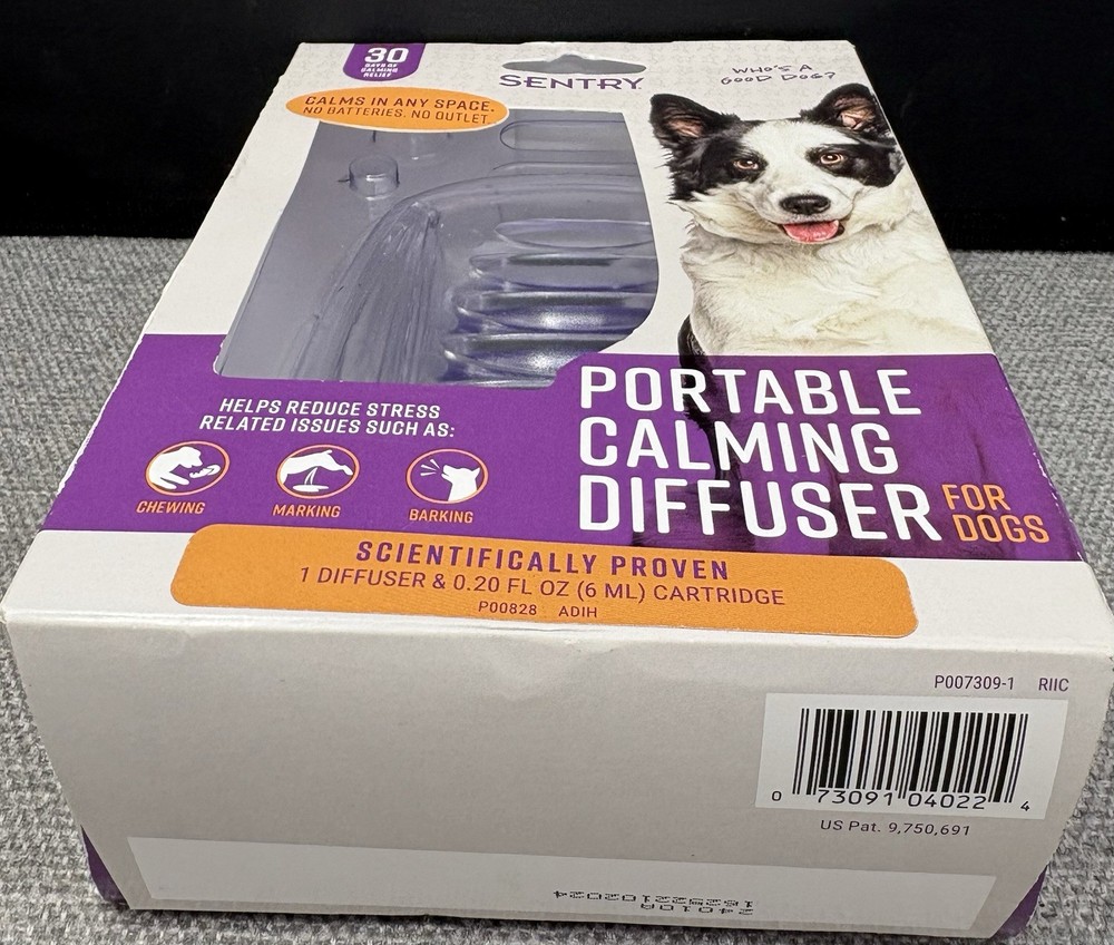 SENTRY Portable Pheromone Calming Diffuser for Dogs 30 Days Bark Chew Marking