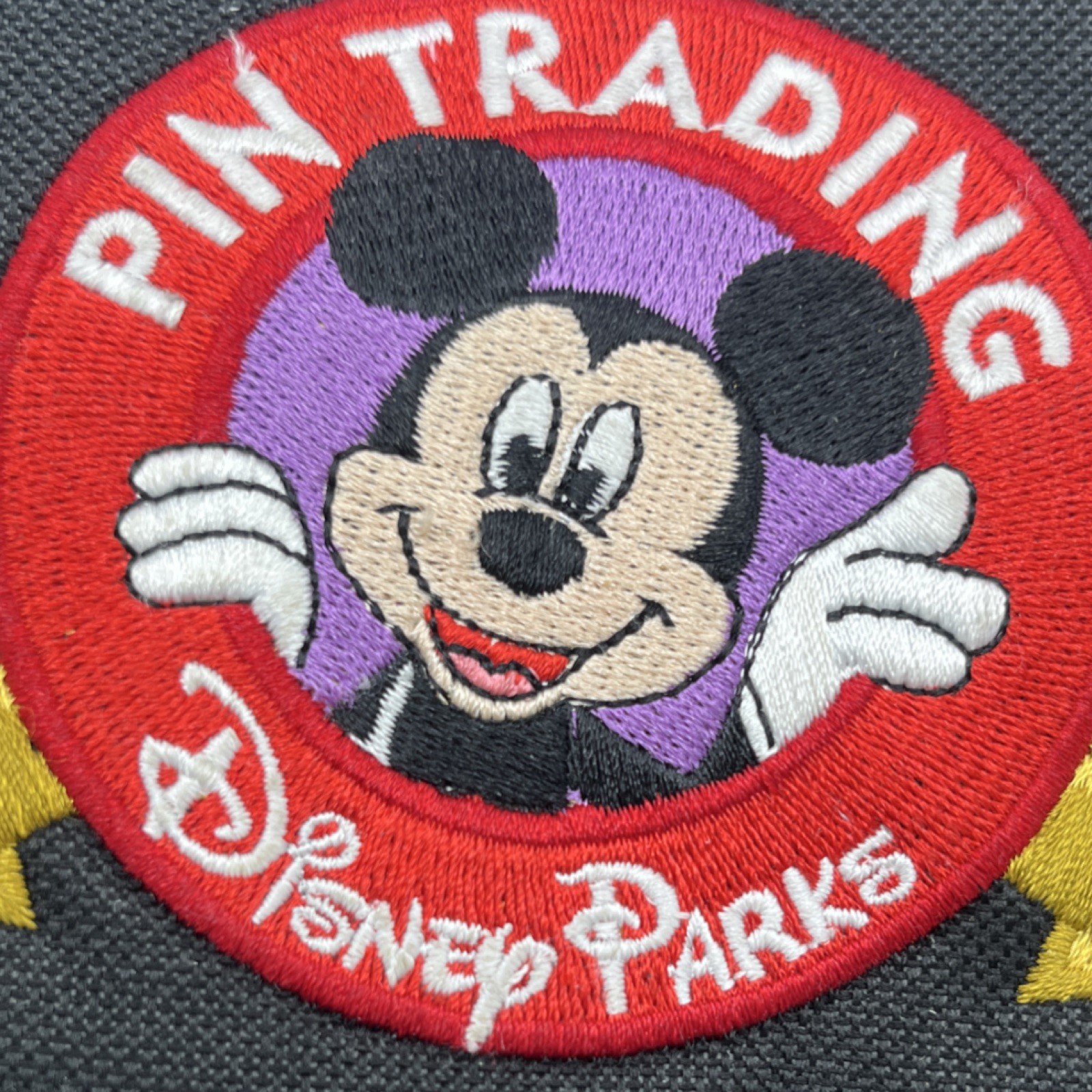 Disney Pin Trading Bag Mickey Mouse Small Black Red Yellow Embroidered
