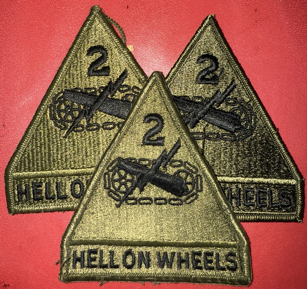 2nd Armored Division Hell On Wheels (Attached Tab) Subdued SSI Patch (AK/AS)