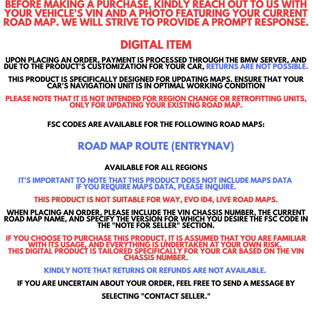 BMW MINI Road Map Update Sat Nav 2024 2025 ENTRYNAV ROUTE ONLY FSC CODE