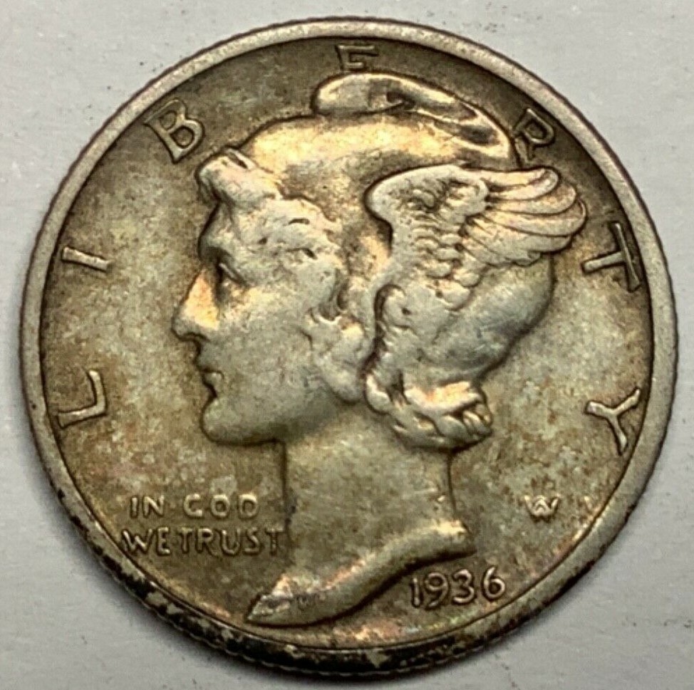 1936 S  Mercury Dime circulated 90% Silver Fine F