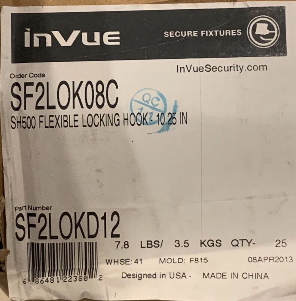 25 Alpha InVue 10.25" Locking Peg Slatwall Hooks Retail Security with Tag Holder
