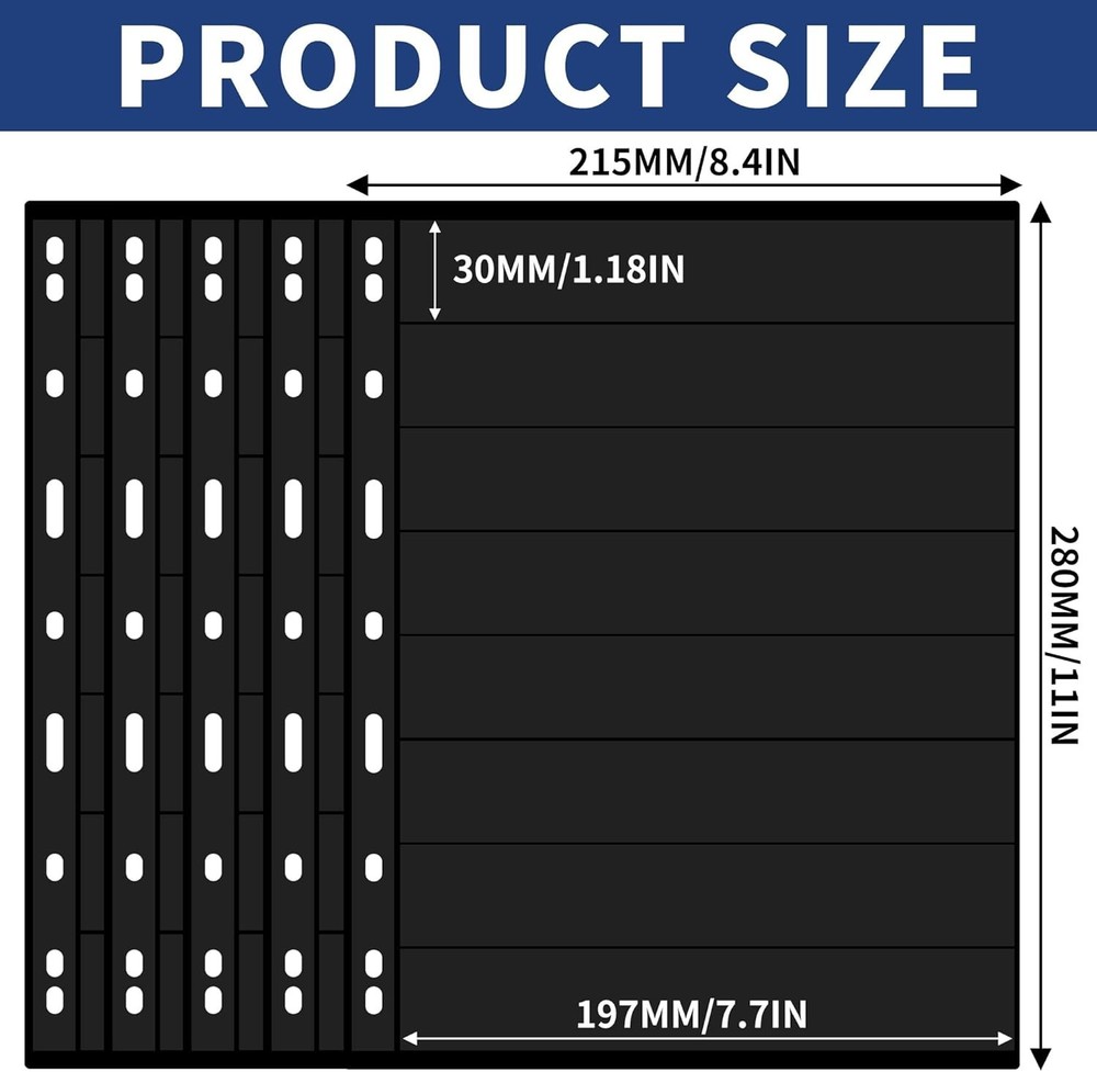 Eco-Friendly Stamp Collection Inserts - 5 Sheets, 10 Pages, 9 Hole Design