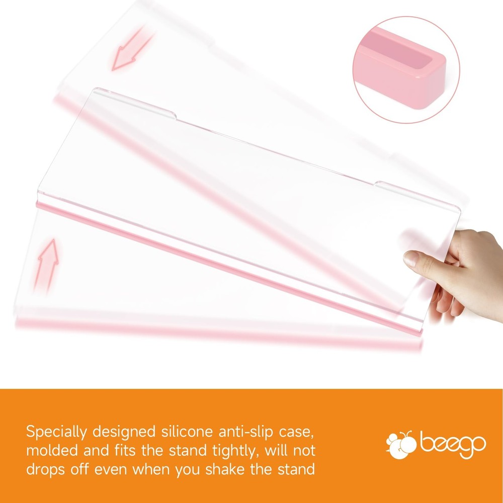 BEEGO Ergonomic Computer Keyboard Stand - 1PCS, Clear W/ Lightpink Strip