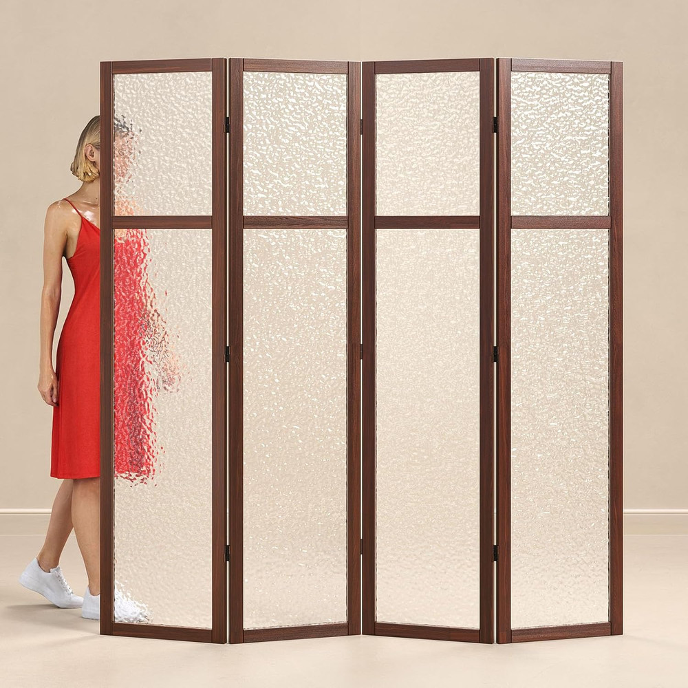 Acrylic Room Divider, 4-Panel Freestanding Partition Screen, Frosted Translucent