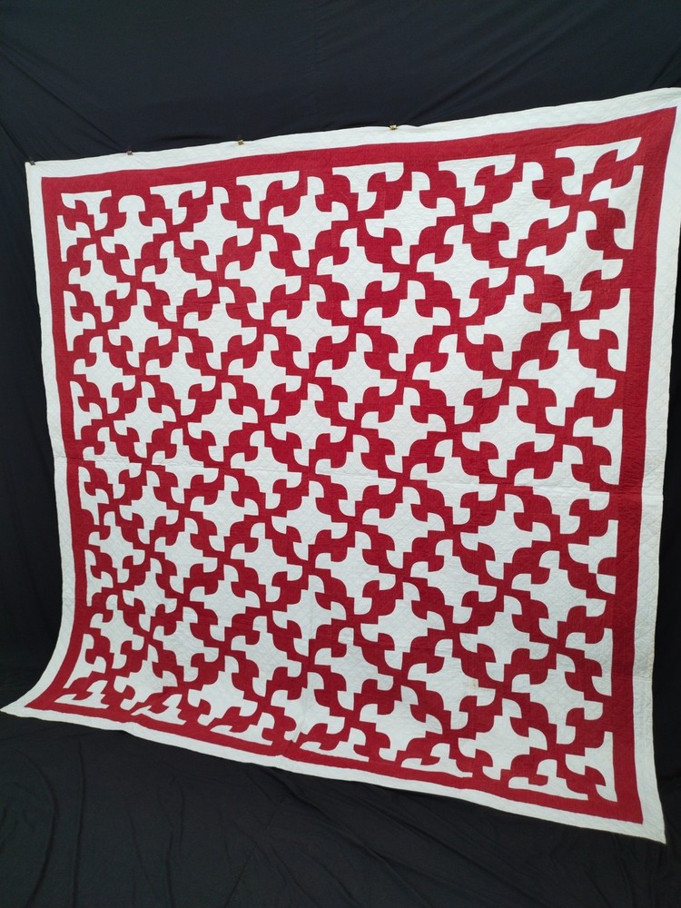 vintage hand Quilting patchwork drunkards path Quilt needlework Stitched A193