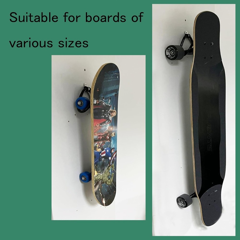 2 Pack Universal Skateboard Wall Mount Rack. Horizontally/Vertically Wall Mounte